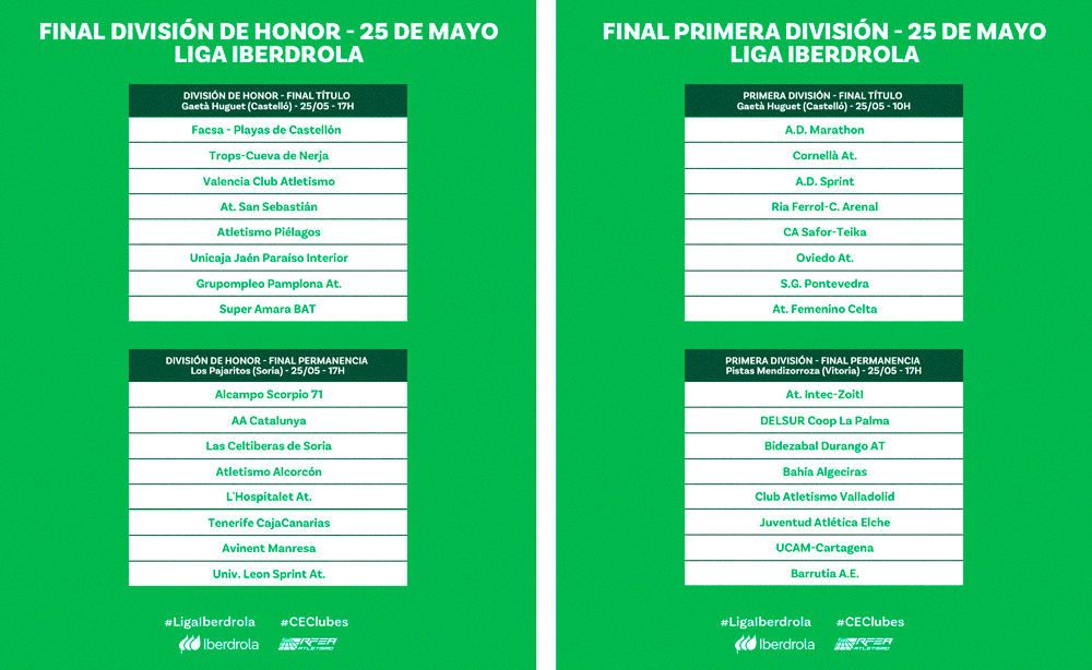 DH LigaIberdrola - Final Horarios