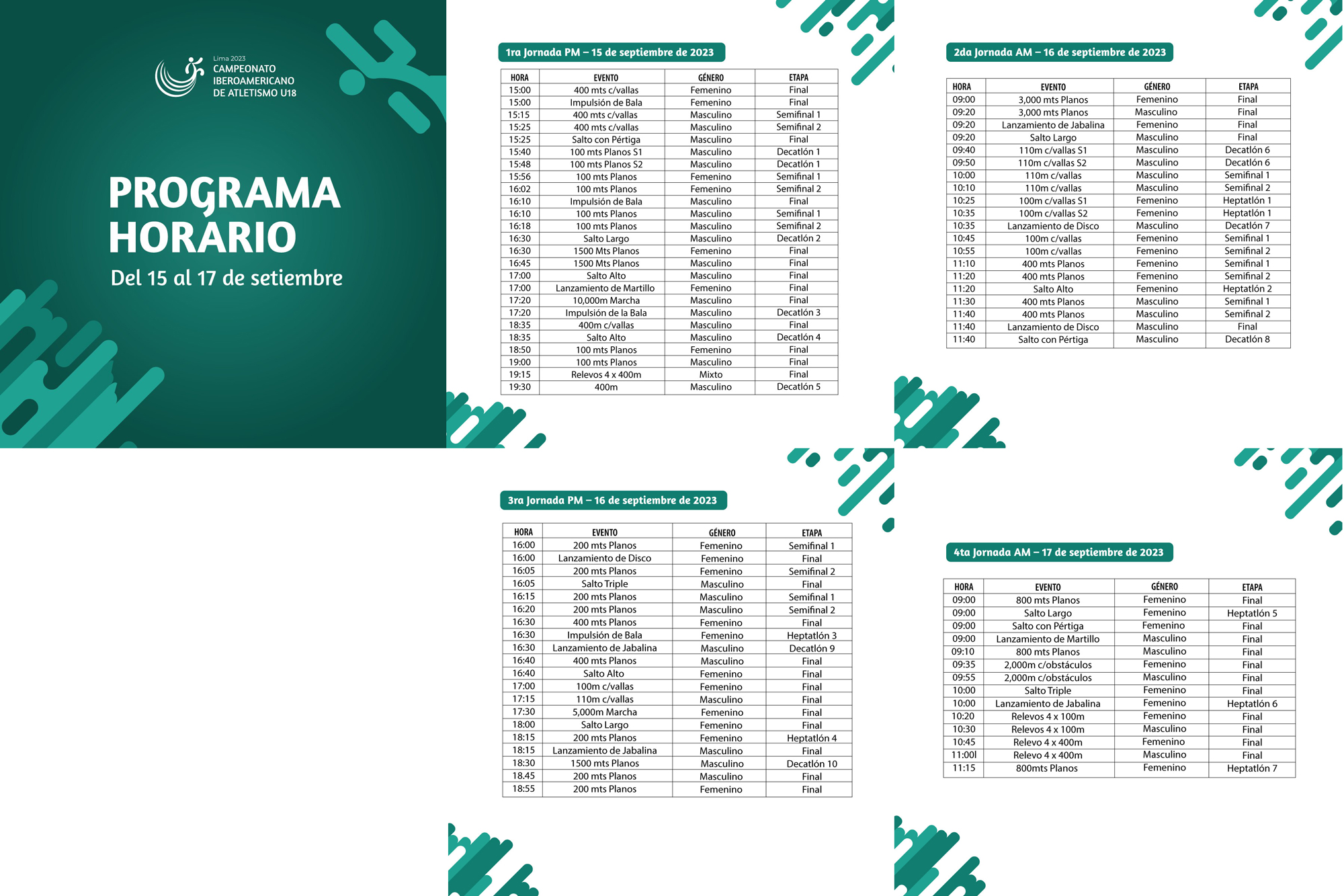 Iberoamericano sub18 - Horario