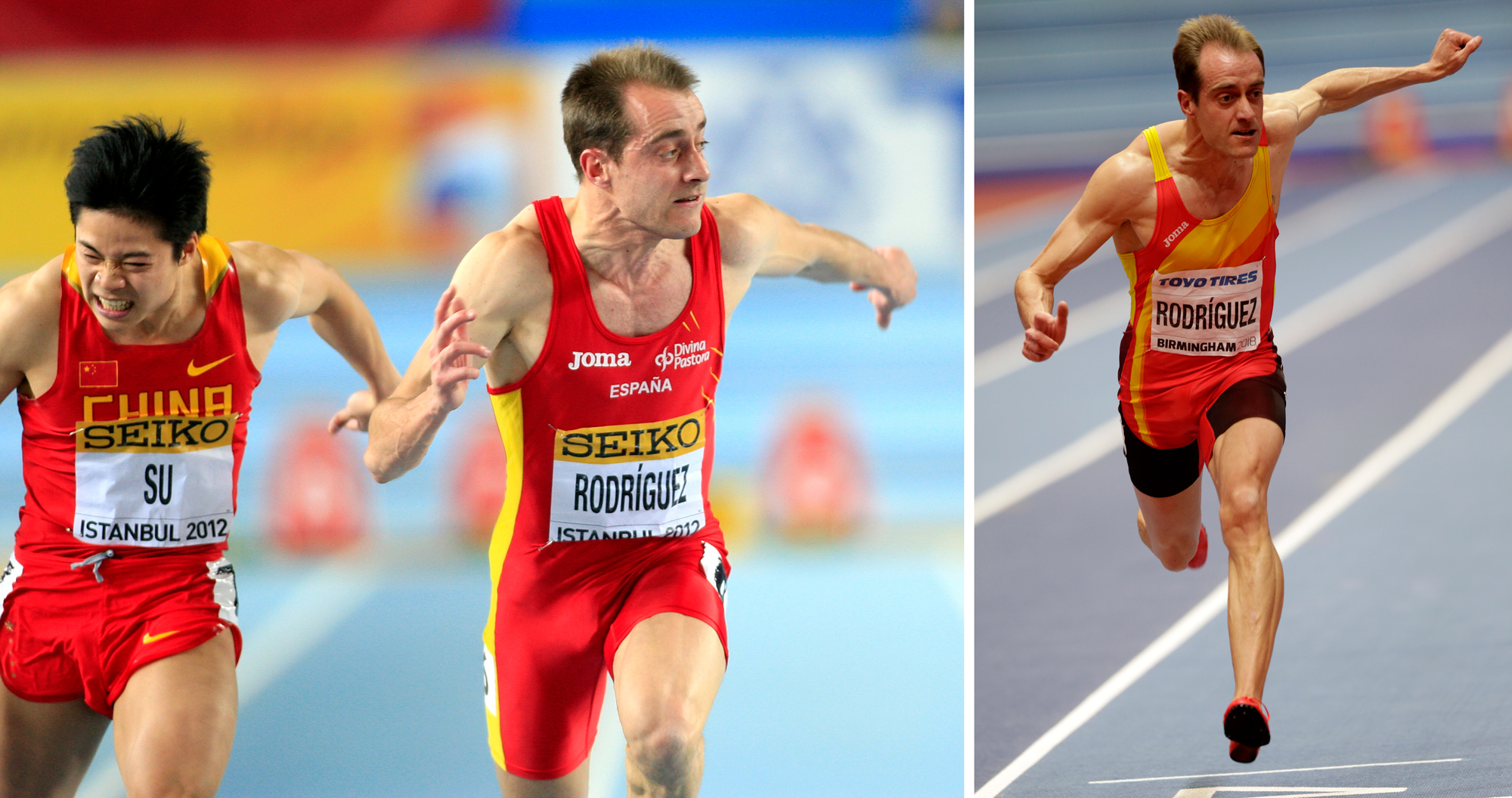 Angel David Rodriguez en los Mundiales indoor de 2012 y 2018