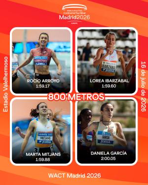 Un 800 metros femenino de altísimo nivel en busca de grandes registros